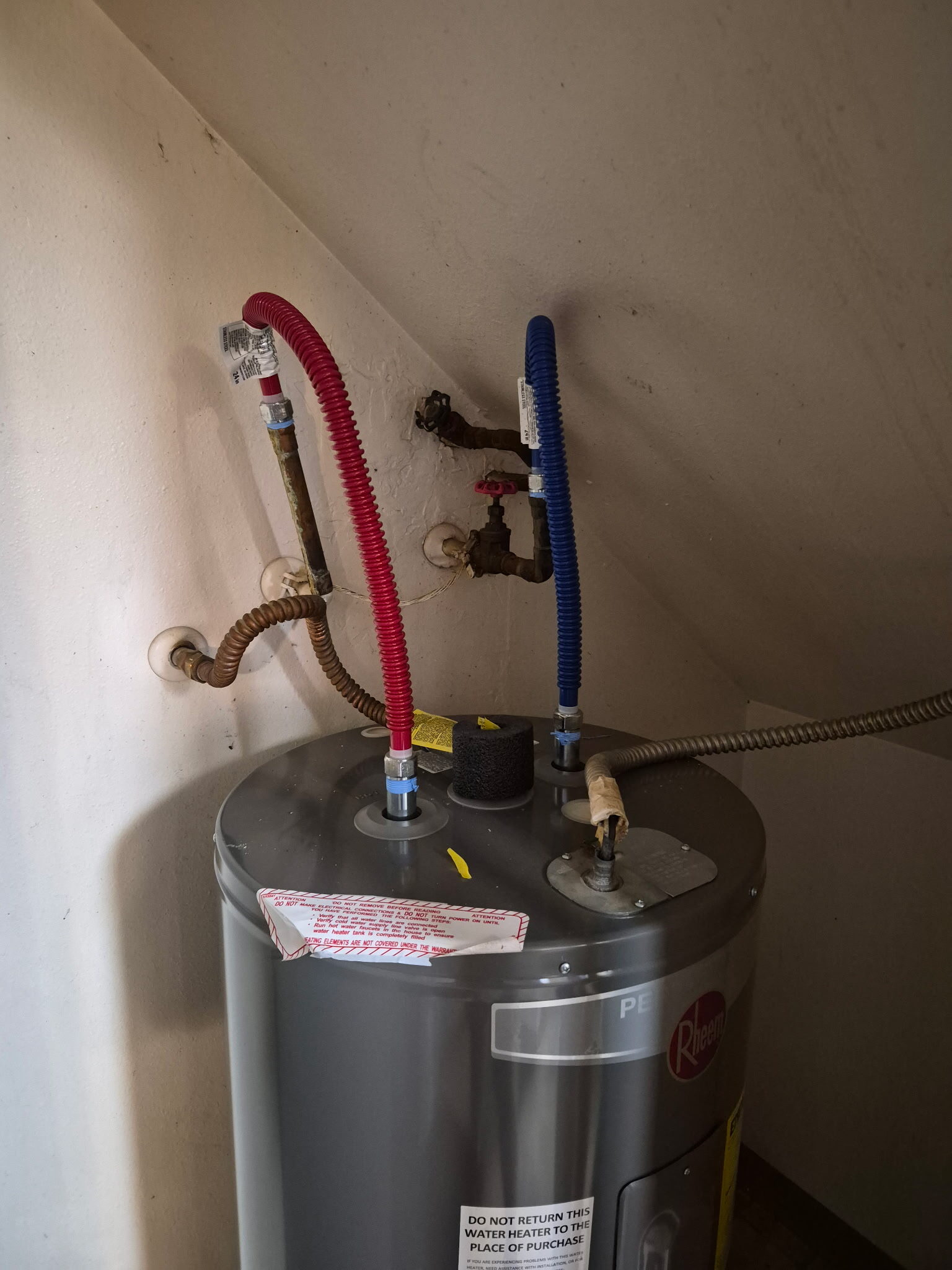 Water heater supply lines