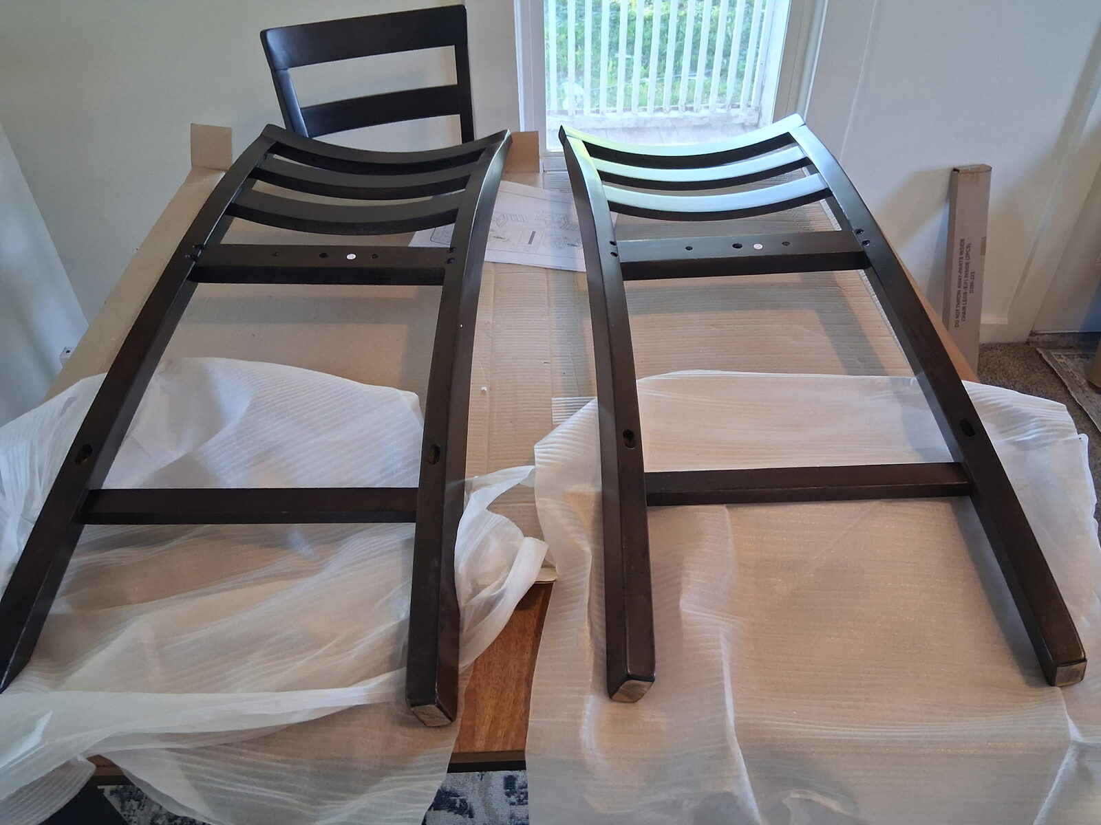 Chair assembly in progress